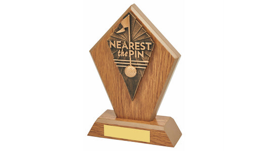 Wood Stand with Nearest the Pin Resin Trim