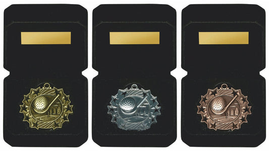 Gold 60mm Male Golf Medal in Luxury Case