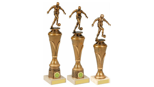 Antique Gold Female Football Pillar Trophy