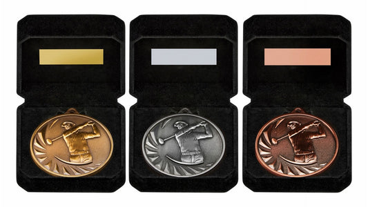 Gold 70mm Male Golf Medal in Luxury Case