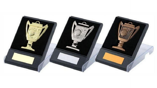Cup Design Golf Medal in Case (Gold)