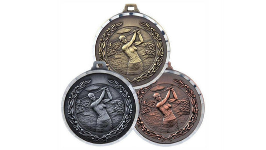 50mm Diamond Edged Female Golf Medal