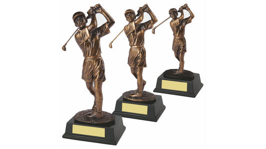 Antique Gold Resin Female Golfer