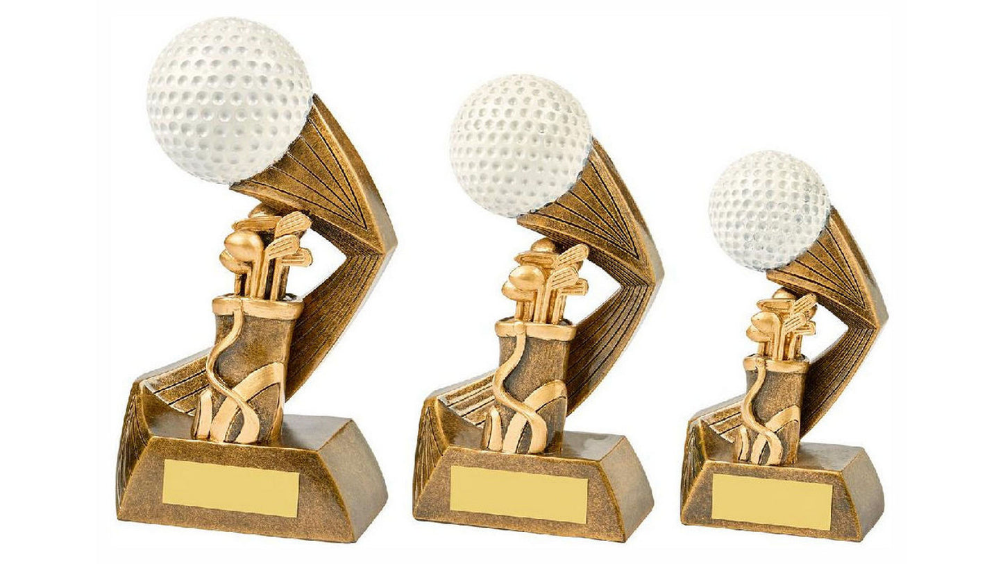 Antique Gold/White Golf Bag/Ball Resin