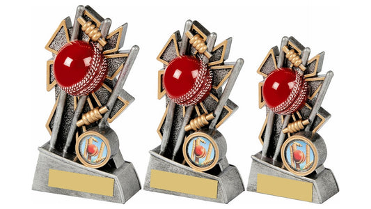 CRICKET STAND, ANT SILVER/GOLD WITH RED BALL WHITE LINES