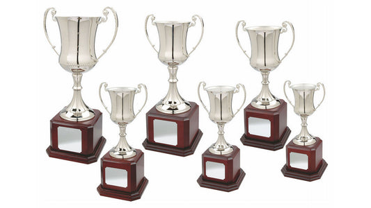 Nickel Plated Cup on Wood Base