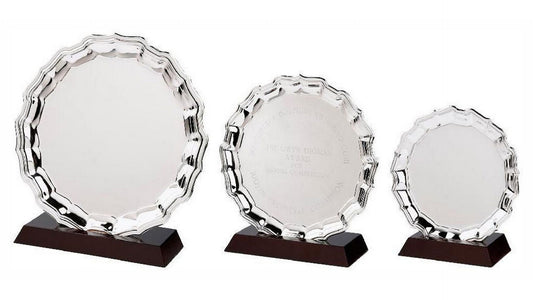 Nickel Plated Salver with Wood Plinth