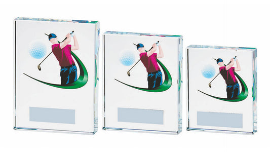 Clear/Colour Glass Golf Award - Male