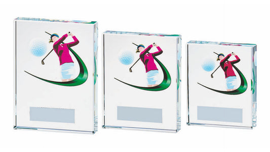 Clear/Colour Glass Golf Award - Female