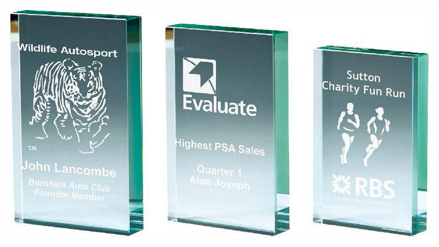 Premium Jade Glass Block Award (In Presentation Case)