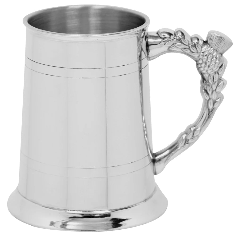 EP014  1 Pint* Pewter Beer Mug Tankard With Scottish Thistle Handle