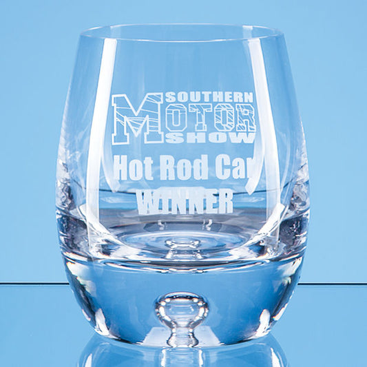 L716 420ml Handmade Bubble Base Barrel Whisky Tumbler (This Item Includes Engraving)