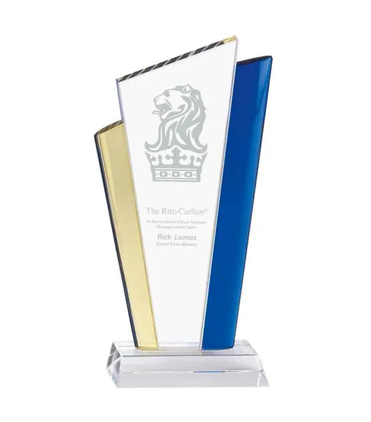 KK038 Festival Tapered Blue & Yellow Glass Award 23.5cm (9 1/4")
