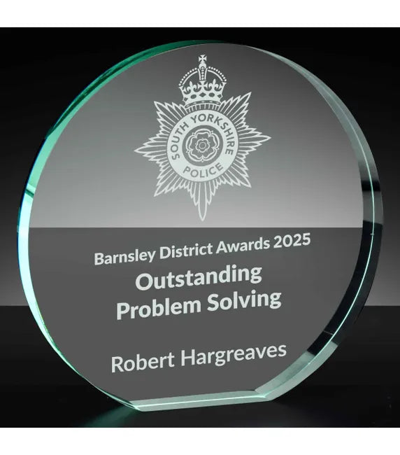 KK225A Poppy Circular Thick Cut Glass Award