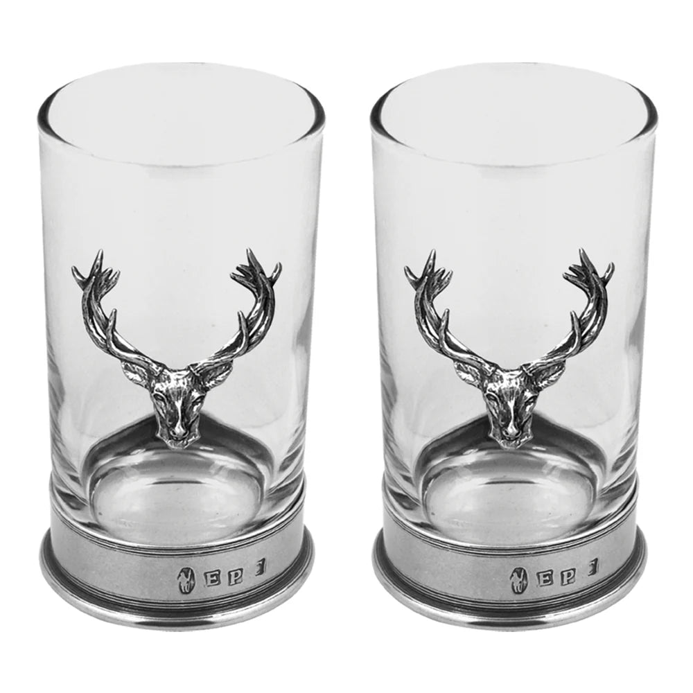 STAG103  8oz Stag Head Highball Spirits Glass Double Set