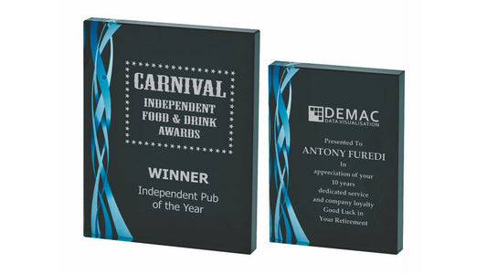 T4053 Rectangular Blue Glass Award - Black Background