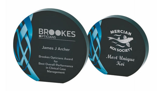 T4050 Triangular Blue Glass Award - Black Background