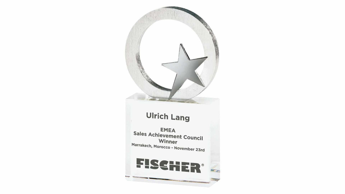 T4079 Metal Star/circle on Glass base