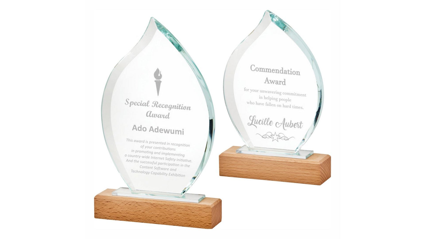 T4106 Tear Drop Stand with Wooden Base